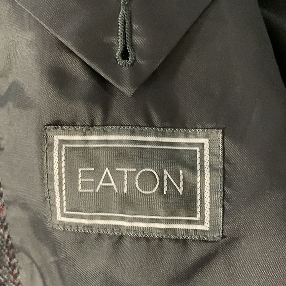 EATON Pure Virgin Wool Blazer Size 44 Regular Chevron Pattern Colour Charcoal - Picture 6 of 14